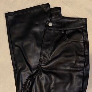 Double Zero Jet Black Faux Leather pants